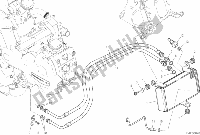 Tutte le parti per il Radiatore Dell'olio del Ducati Multistrada 1260 S Pikes Peak USA 2018